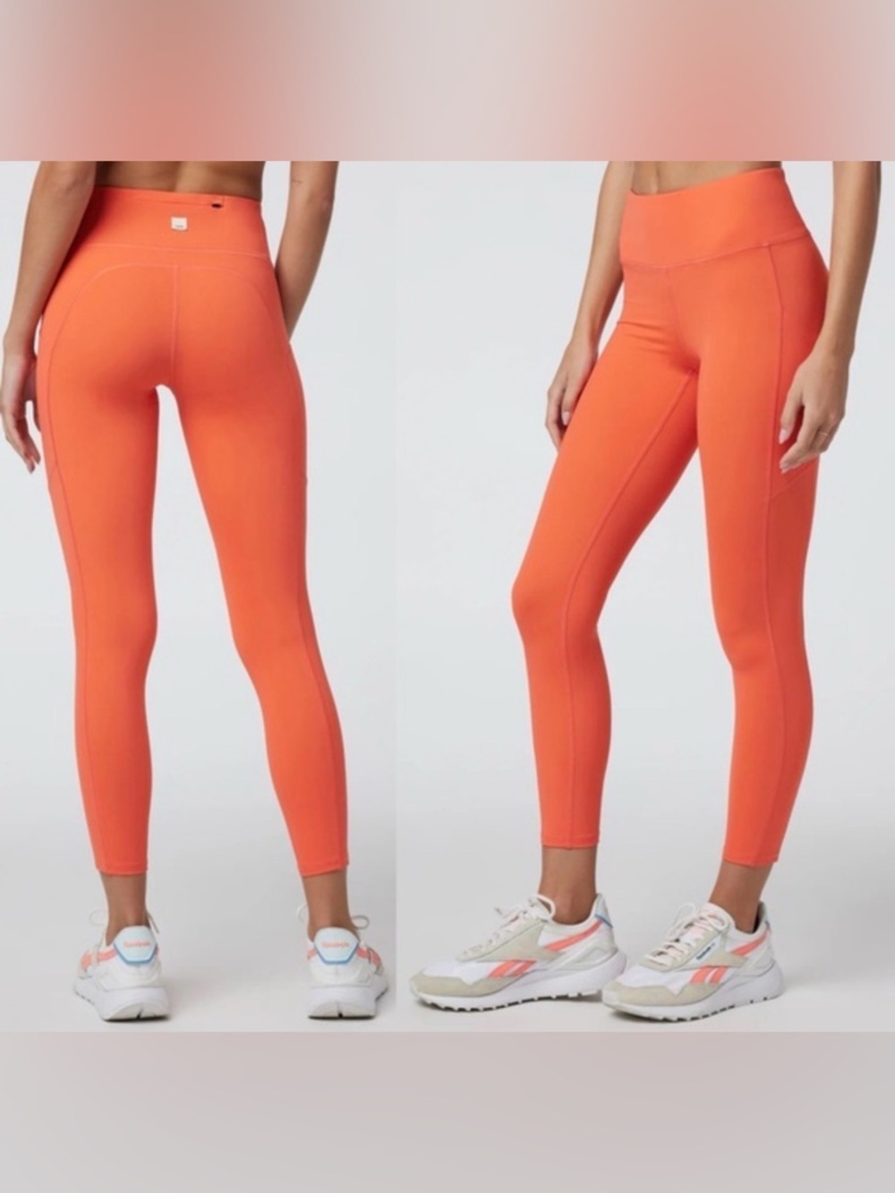Vuori Studio Pocket Long, High-Waist Leggings - guc, grapefruit, sz L